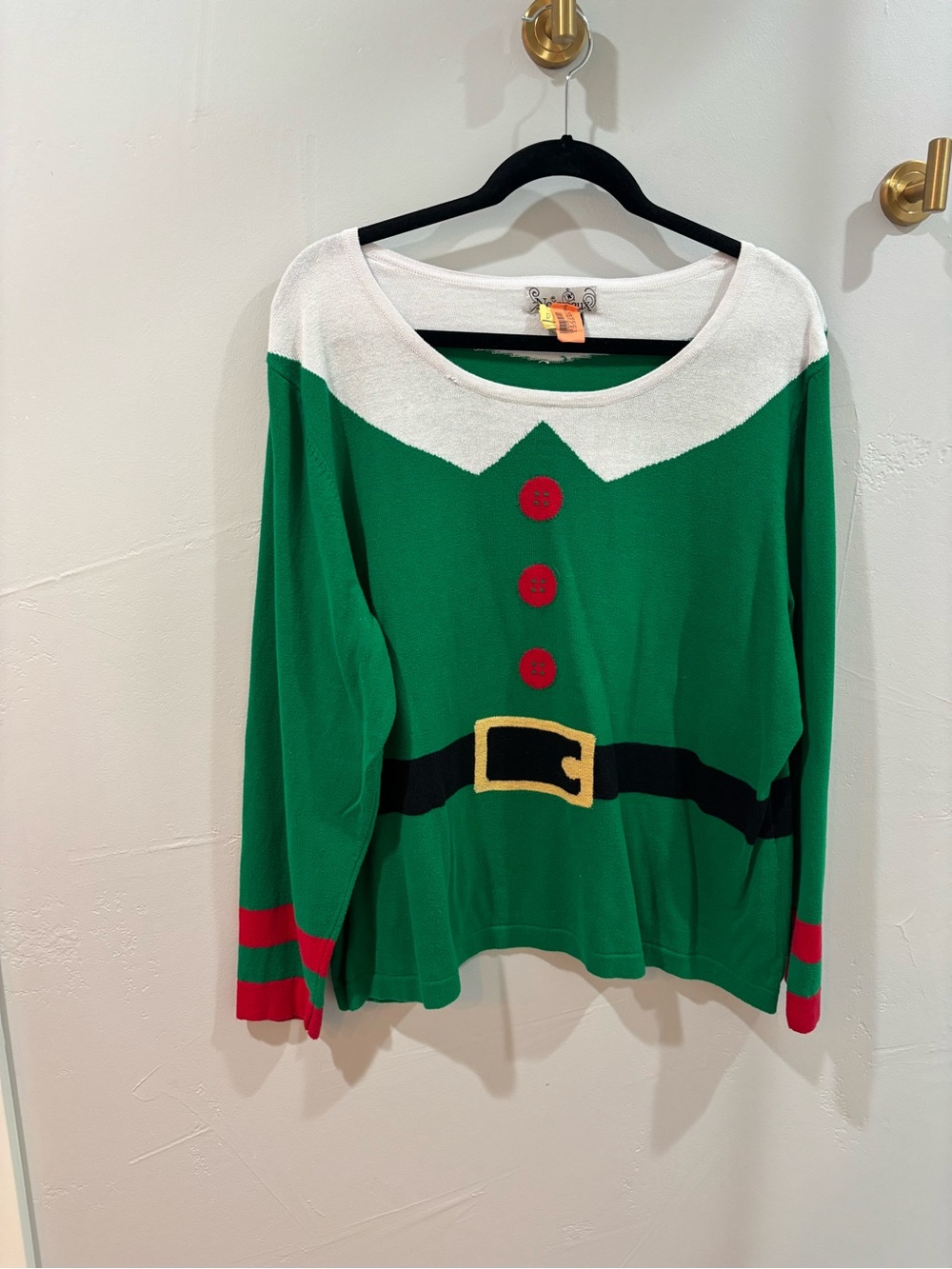 Holiday Elf Sweater - Green with Red Accents